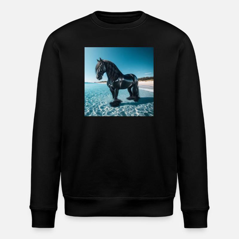 Pferd im Wasser - Stanley/Stella Unisex Bio-Sweatshirt ROLLER - Schwarz