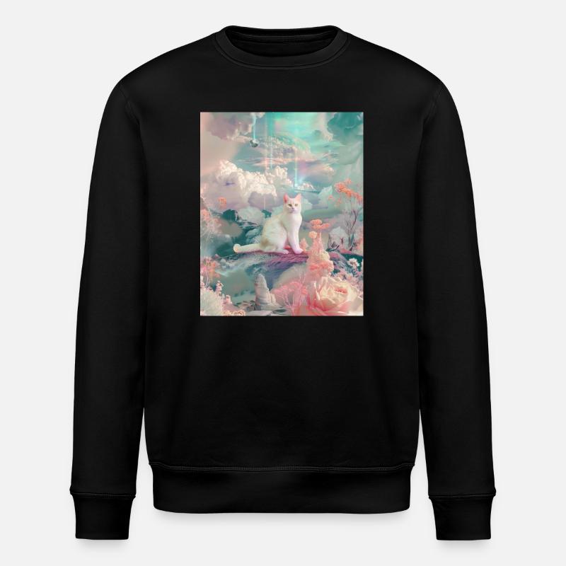 Pastellfarbene Katze in Dreamscape - Stanley/Stella Unisex Bio-Sweatshirt ROLLER - Schwarz