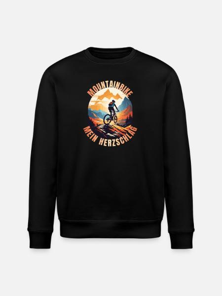 Mountainbike: Mein Herzschlag - Stanley/Stella Unisex Bio-Sweatshirt ROLLER - Schwarz