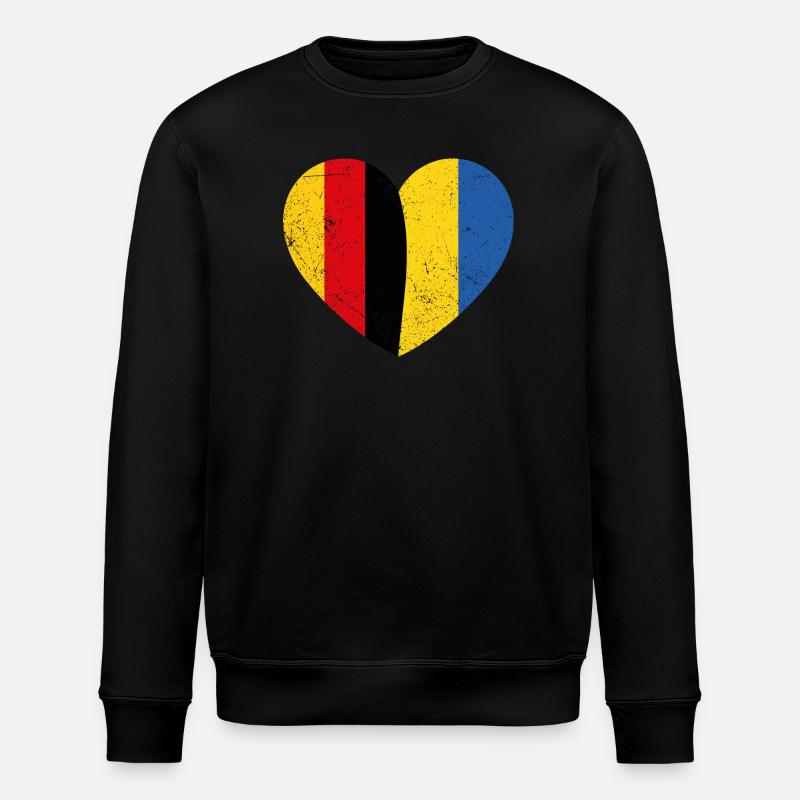 Deutschland Ukraine Herz - Stanley/Stella Unisex Bio-Sweatshirt ROLLER - Schwarz