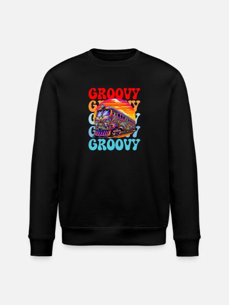 Groovy Psychedelischer Bus - Stanley/Stella Unisex Bio-Sweatshirt ROLLER - Schwarz