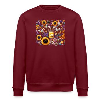 Vibrant, colorful artwork with bees - Stanley/Stella ROLLER Unisex Organic Sweatshirt - burgundy - Front - Nik (191cm)