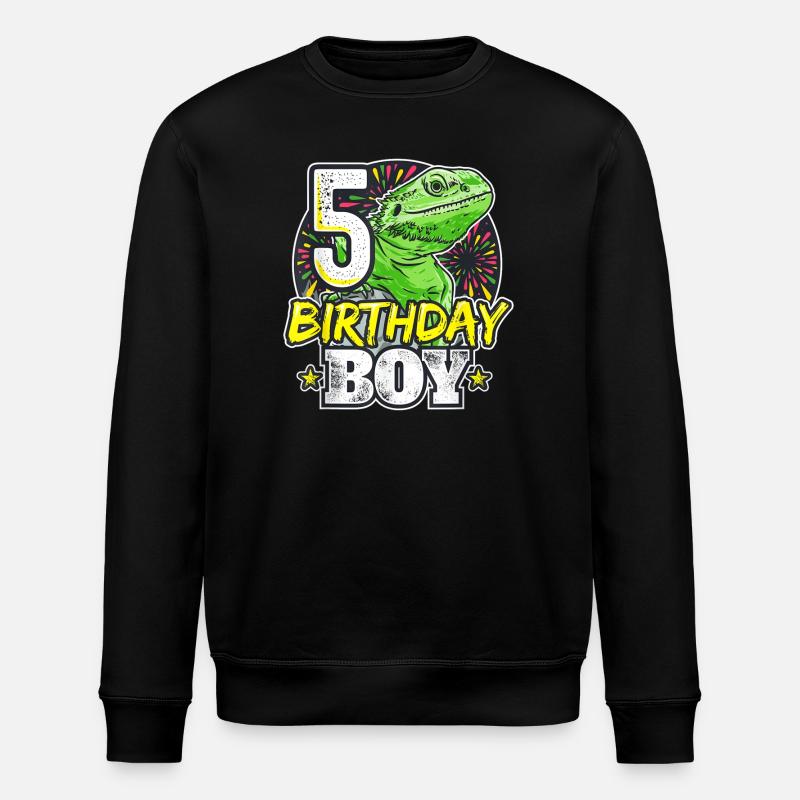 Dino 5th Birthday Boy - Stanley/Stella ROLLER Unisex Organic Sweatshirt - black