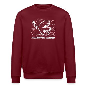 Friedenstaube - Jetzt Waffenstillstand - Stanley/Stella Unisex Bio-Sweatshirt ROLLER - Burgunderrot - Vorne - Nik (191cm)