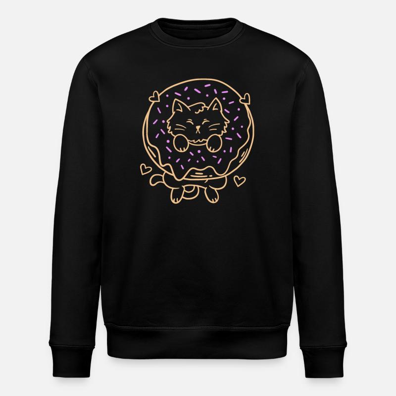 Donut und Katze - Stanley/Stella Unisex Bio-Sweatshirt ROLLER - Schwarz