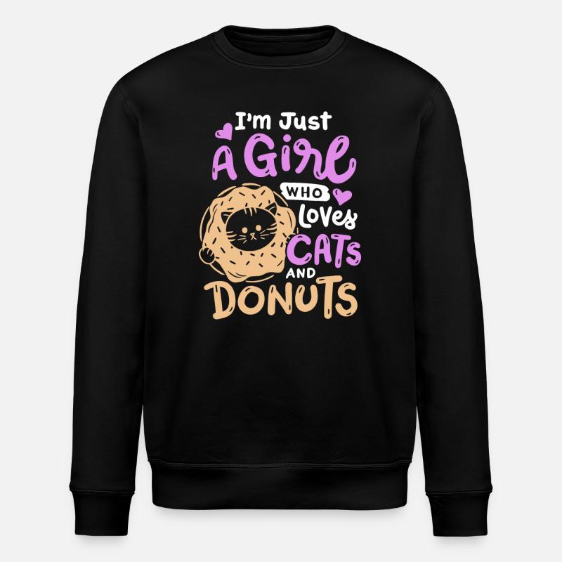 Donut- und Katzenliebhaber - Stanley/Stella Unisex Bio-Sweatshirt ROLLER - Schwarz