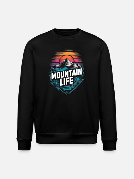 Energetic Mountains and Sunset - Stanley/Stella ROLLER Unisex Organic Sweatshirt - black
