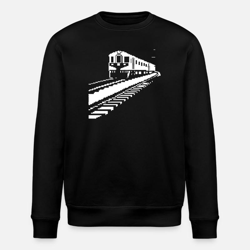 Railroad Pixel Art - Stanley/Stella ROLLER Unisex Organic Sweatshirt - black