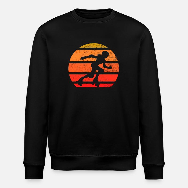Retro Roller Skater Silhouette Sunset - Stanley/Stella ROLLER Unisex Organic Sweatshirt - black