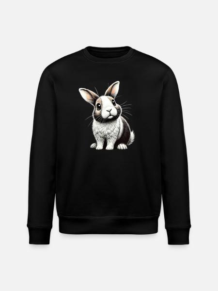 Adorable bunny illustration - Stanley/Stella ROLLER Unisex Organic Sweatshirt - black