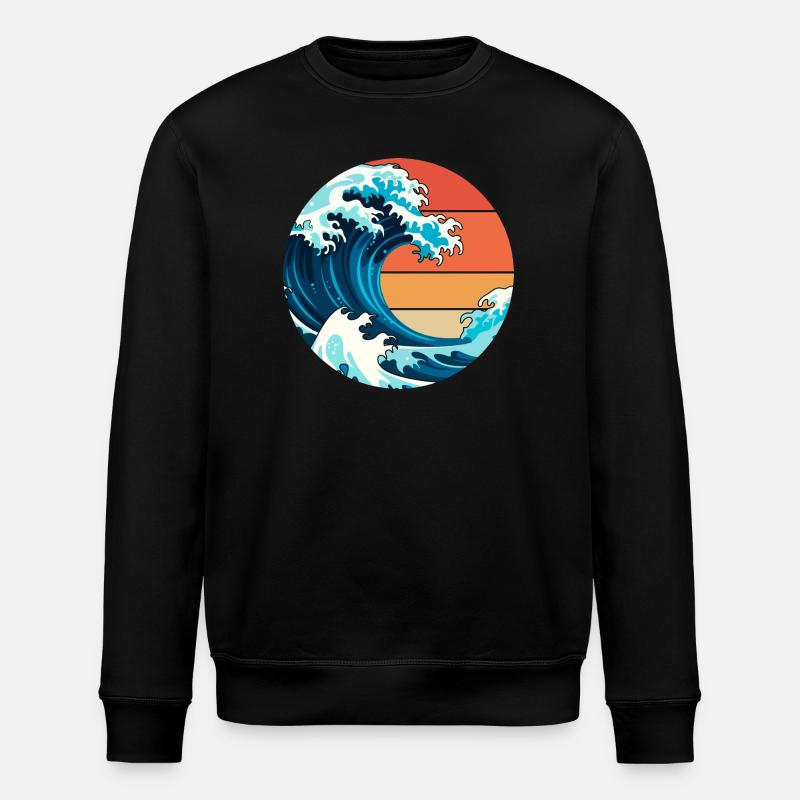 Japan Wave - Stanley/Stella ROLLER Unisex Organic Sweatshirt - black