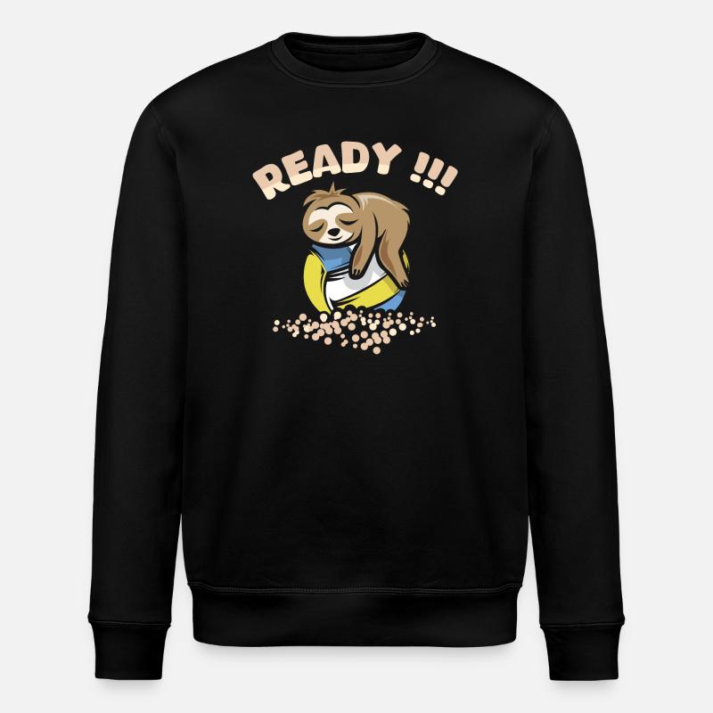 Volleyball Faultier Sprüche lustig Comic Beachball - Stanley/Stella Unisex Bio-Sweatshirt ROLLER - Schwarz