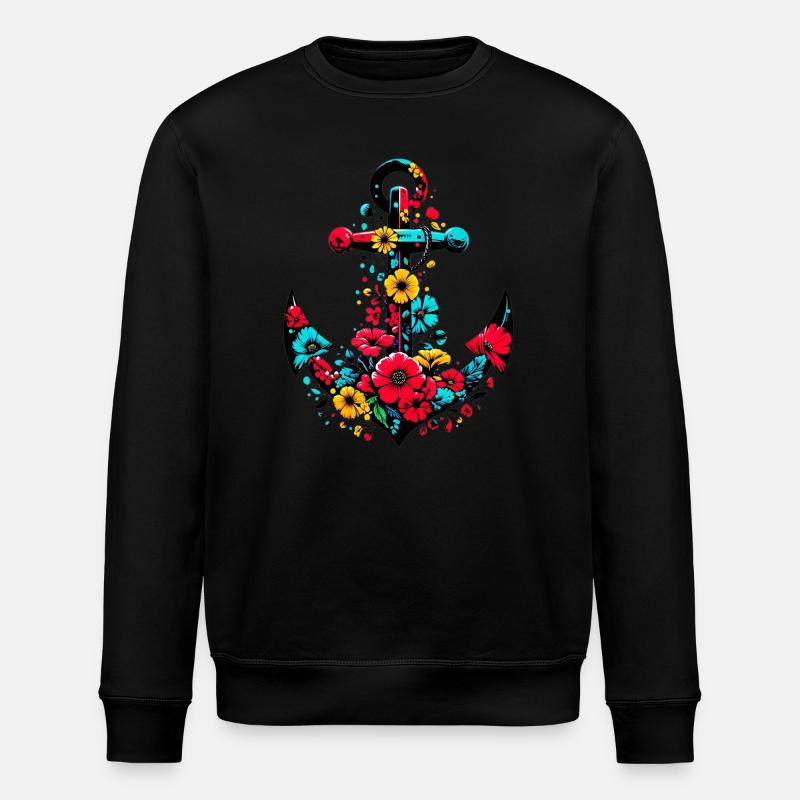 Ein Anker mit Blumen - Stanley/Stella Unisex Bio-Sweatshirt ROLLER - Schwarz