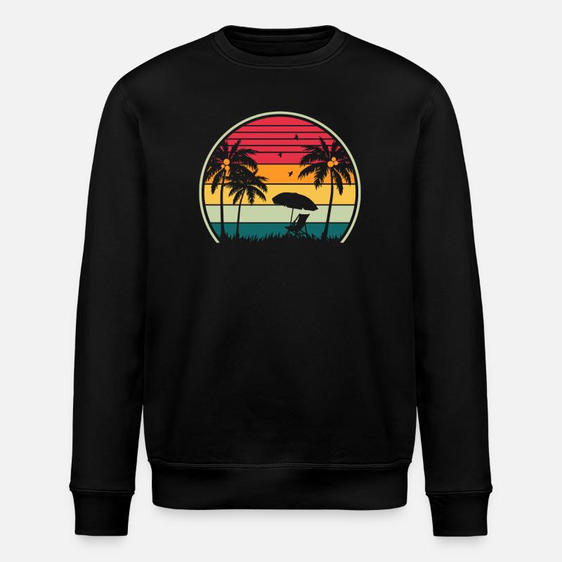 Coucher de soleil plage rétro - Sweat bio ROLLER Stanley/Stella Unisexe - noir