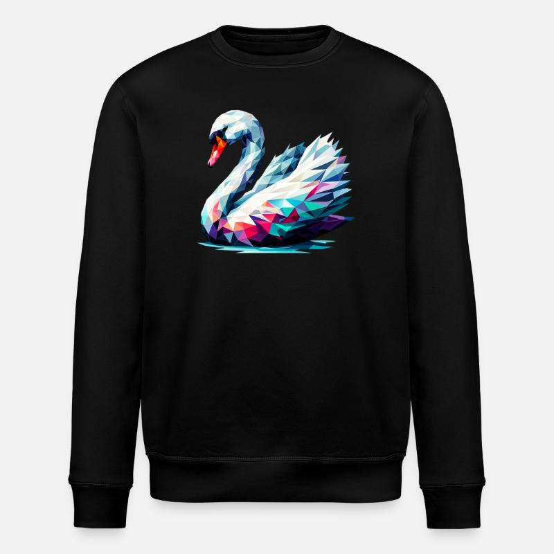 Polygonaler Schwan - Stanley/Stella Unisex Bio-Sweatshirt ROLLER - Schwarz
