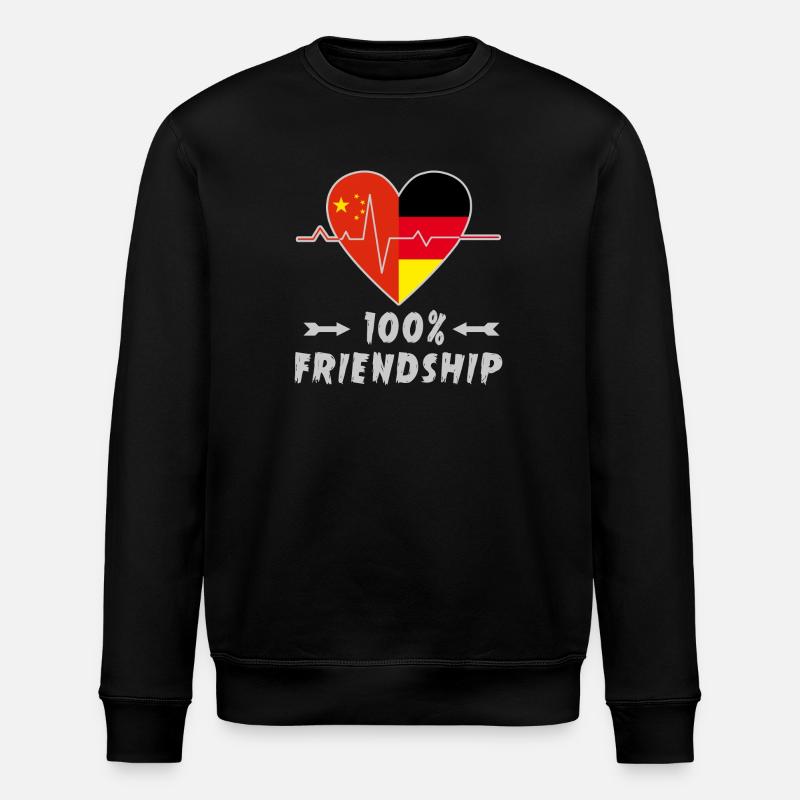 China und Deutschland 100% Freundschaft - Stanley/Stella Unisex Bio-Sweatshirt ROLLER - Schwarz