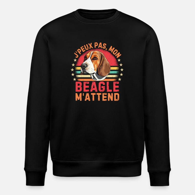 Chien de race beagle - Sweat bio ROLLER Stanley/Stella Unisexe - noir