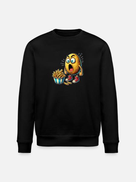 Funny french fries potato design - Stanley/Stella ROLLER Unisex Organic Sweatshirt - black