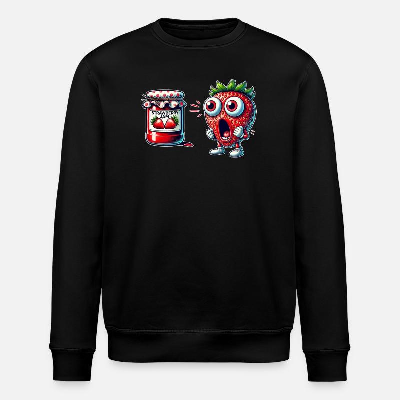 Funny strawberry jam design - Stanley/Stella ROLLER Unisex Organic Sweatshirt - black