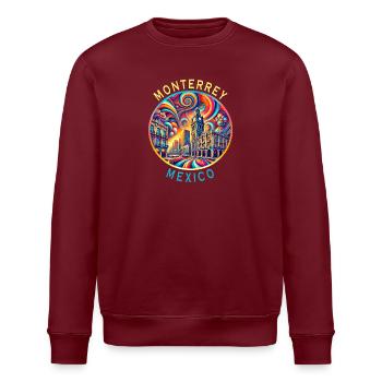 Monterrey Mexiko Städte Kunst Design - Stanley/Stella Unisex Bio-Sweatshirt ROLLER - Burgunderrot - Vorne - Nik (191cm)