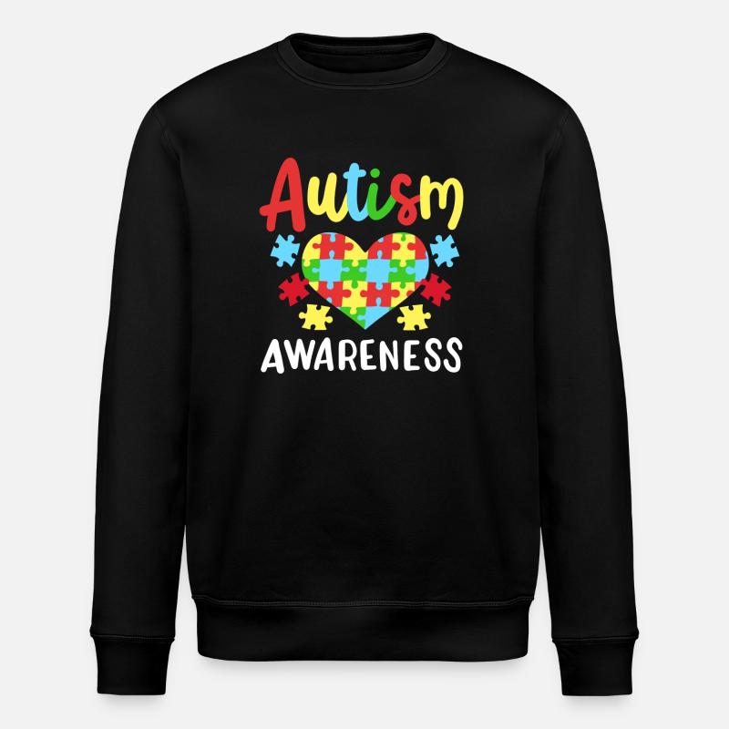 Autismus Puzzleteile Herz - Stanley/Stella Unisex Bio-Sweatshirt ROLLER - Schwarz