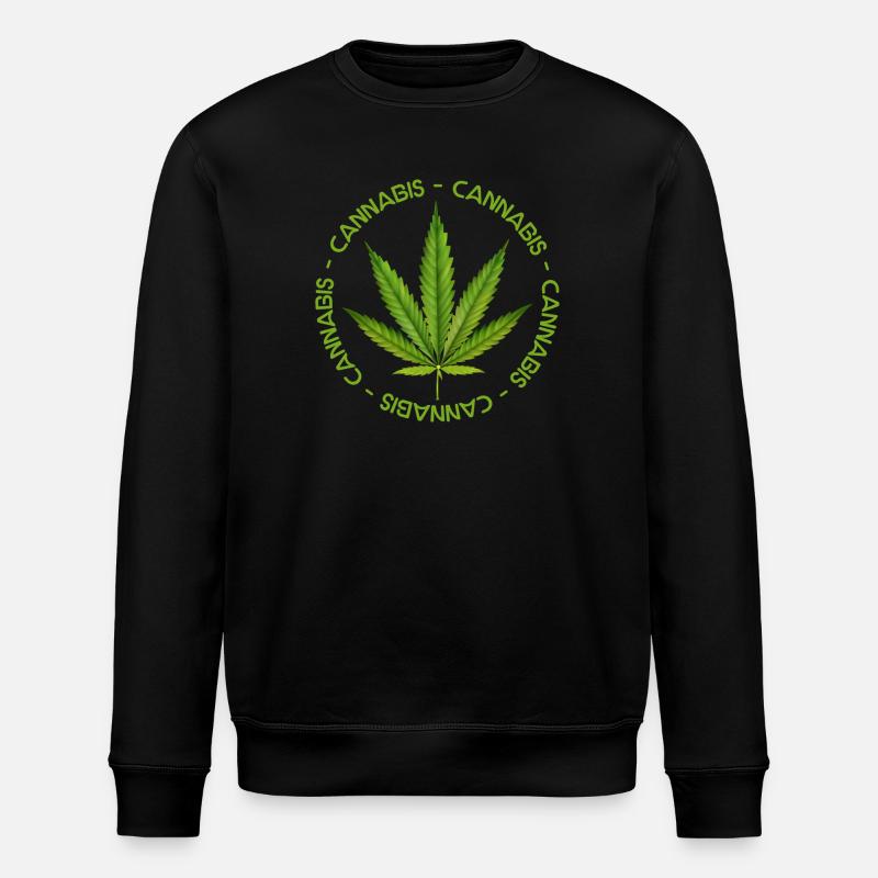Grünblatt-Cannabis-Krone - Stanley/Stella Unisex Bio-Sweatshirt ROLLER - Schwarz
