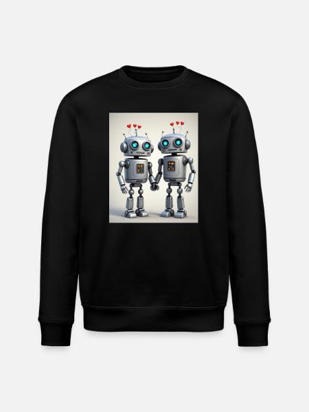 Robot Couple - Stanley/Stella ROLLER Unisex Organic Sweatshirt - black