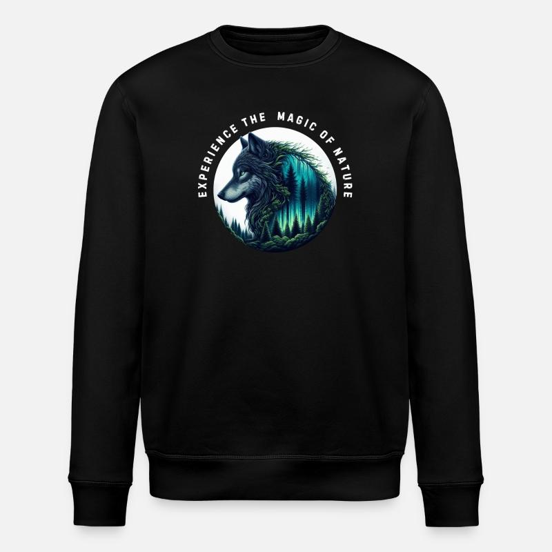 Die Magie der Wolfsnatur - Stanley/Stella Unisex Bio-Sweatshirt ROLLER - Schwarz