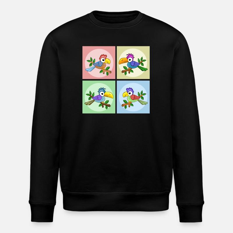 Bunte Papageien - Stanley/Stella Unisex Bio-Sweatshirt ROLLER - Schwarz