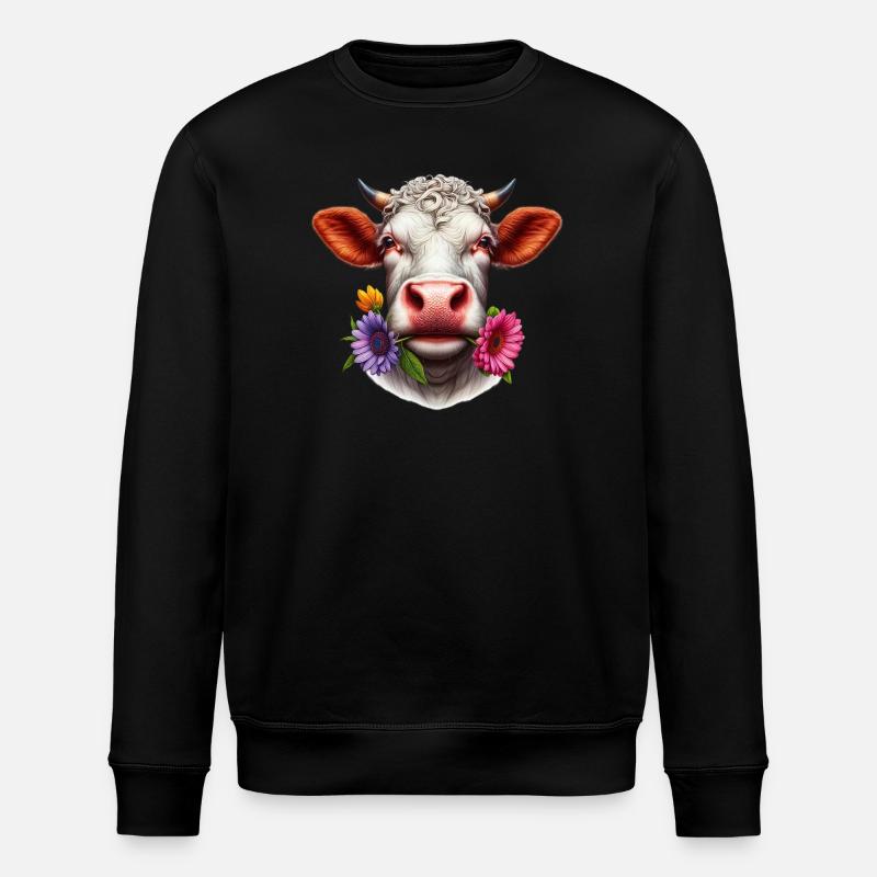 Blumen aus Kuh - Stanley/Stella Unisex Bio-Sweatshirt ROLLER - Schwarz