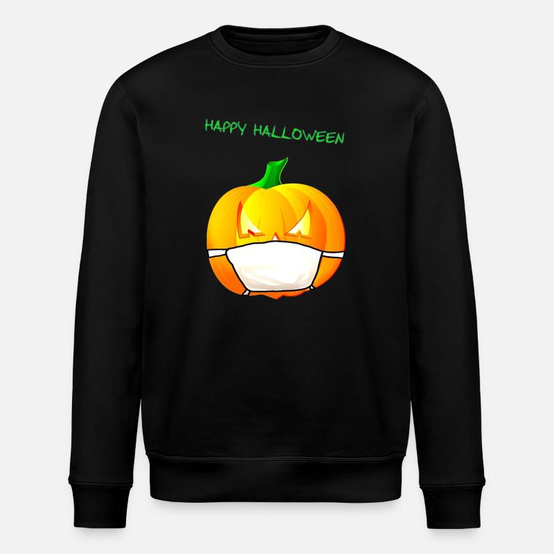 Pumpkin with face mask - Stanley/Stella ROLLER Unisex Organic Sweatshirt - black