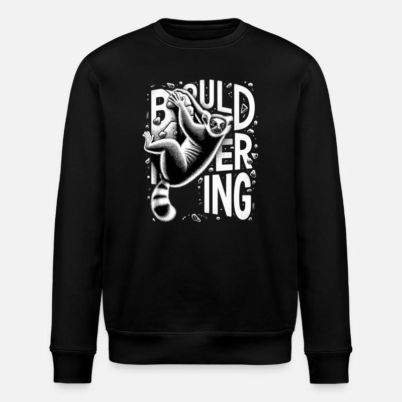 Bouldern Lemur Klettern Geschenk - Stanley/Stella Unisex Bio-Sweatshirt ROLLER - Schwarz