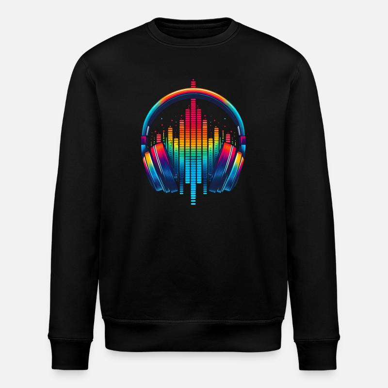 Lebendiger Klang Kopfhörer Regenbogen - Stanley/Stella Unisex Bio-Sweatshirt ROLLER - Schwarz