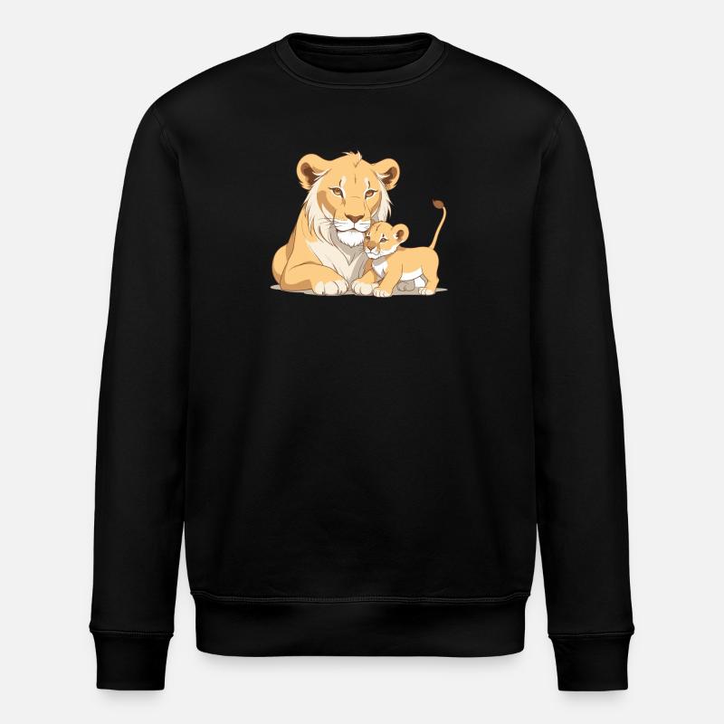 Löwenmama mit Kind - Stanley/Stella Unisex Bio-Sweatshirt ROLLER - Schwarz