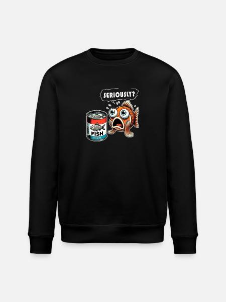 Funny canned fish design - Stanley/Stella ROLLER Unisex Organic Sweatshirt - black