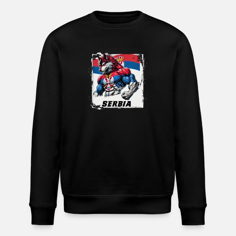 Serbia wolf flag design - Stanley/Stella ROLLER Unisex Organic Sweatshirt - black
