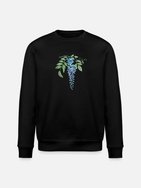 Wild Blue Wisteria Illustration - Stanley/Stella ROLLER Unisex Organic Sweatshirt - black