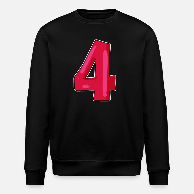 Number Number Four 4 - Stanley/Stella ROLLER Unisex Organic Sweatshirt - black