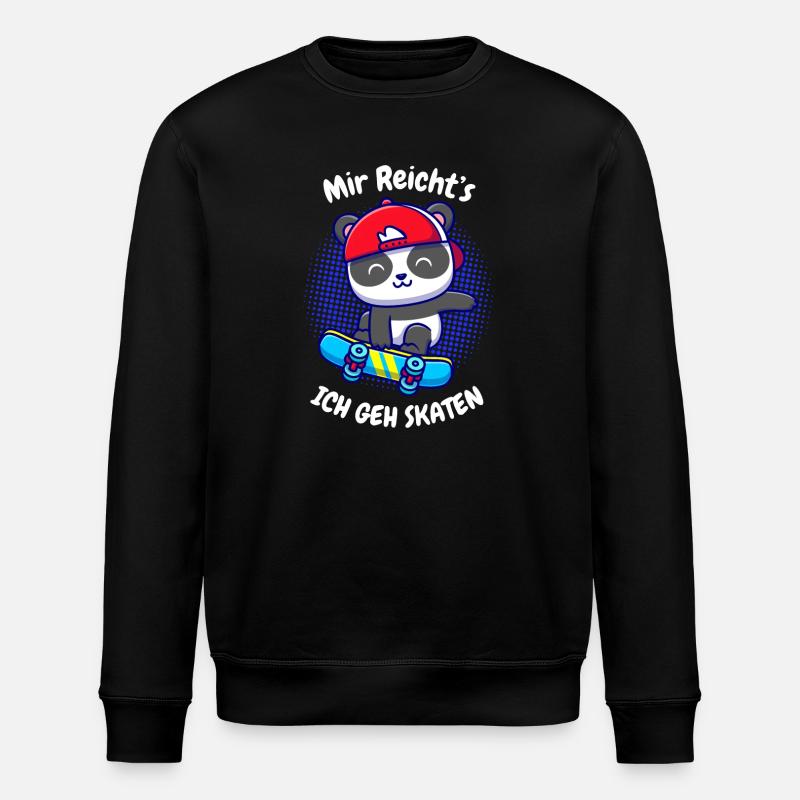 Kleiner Panda auf Skateboard - Stanley/Stella Unisex Bio-Sweatshirt ROLLER - Schwarz