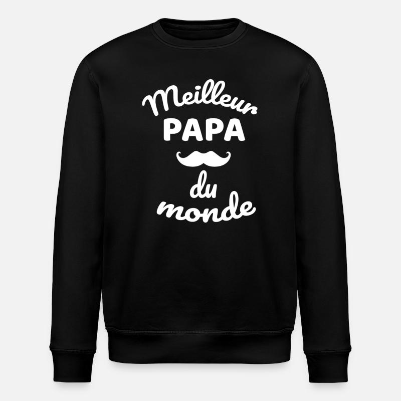 Authentic Overall Moustache Dad Design - Stanley/Stella ROLLER Unisex Organic Sweatshirt - black