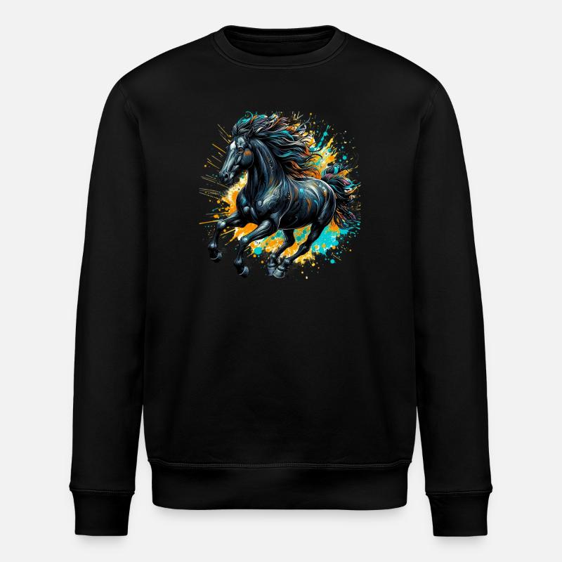 Pferd - Stanley/Stella Unisex Bio-Sweatshirt ROLLER - Schwarz