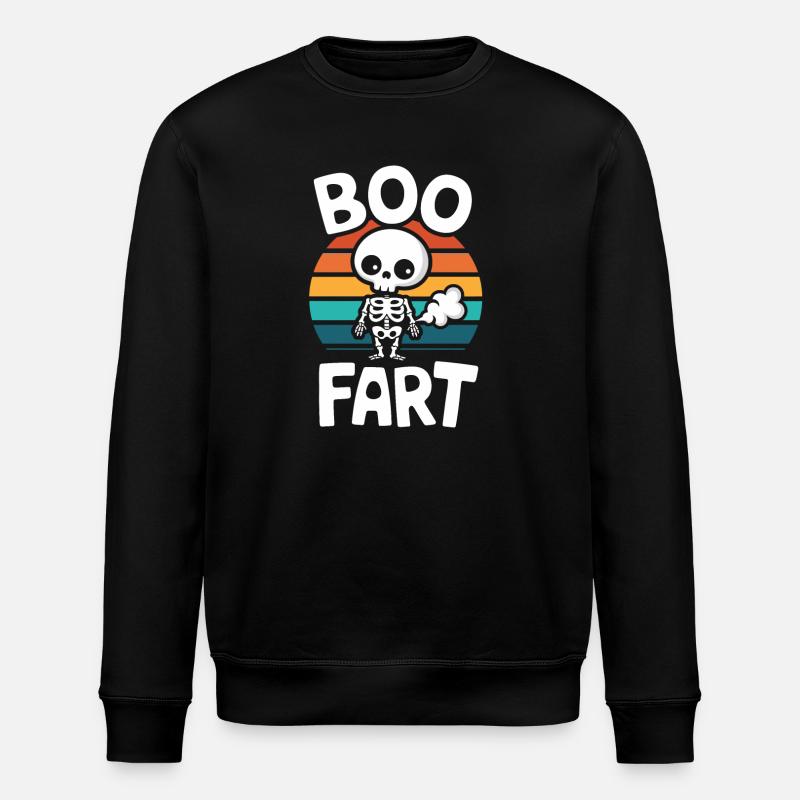 Farting Skeleton – Funny Halloween - Stanley/Stella ROLLER Unisex Organic Sweatshirt - black