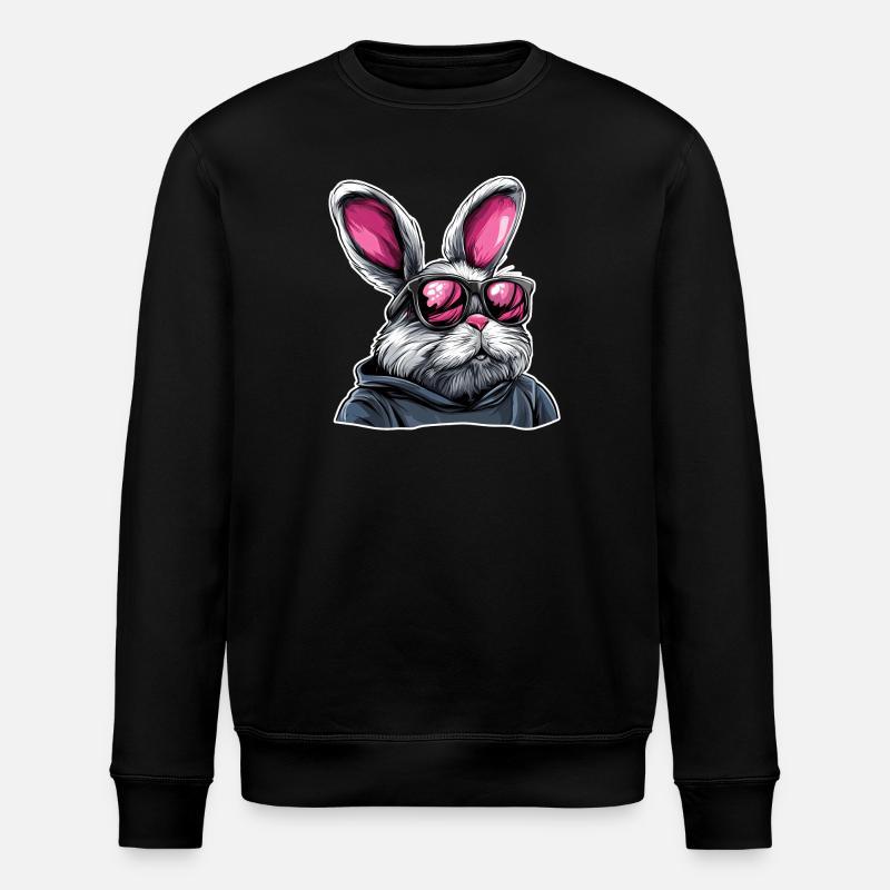 Lapin à lunettes de soleil néon en sweat à capuche - Sweat bio ROLLER Stanley/Stella Unisexe - noir