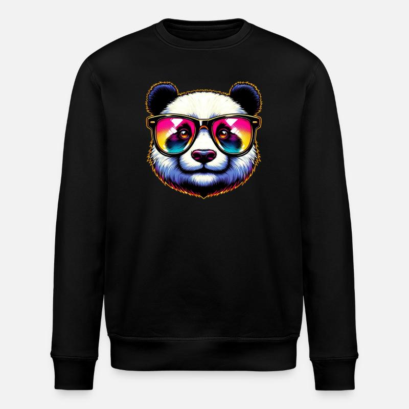 Panda with sunglasses - Stanley/Stella ROLLER Unisex Organic Sweatshirt - black
