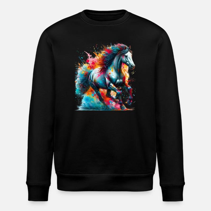 Pferd - Stanley/Stella Unisex Bio-Sweatshirt ROLLER - Schwarz