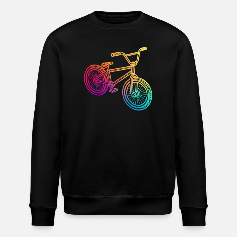 Rainbow Geometric Bicycle Illustration - Stanley/Stella ROLLER Unisex Organic Sweatshirt - black