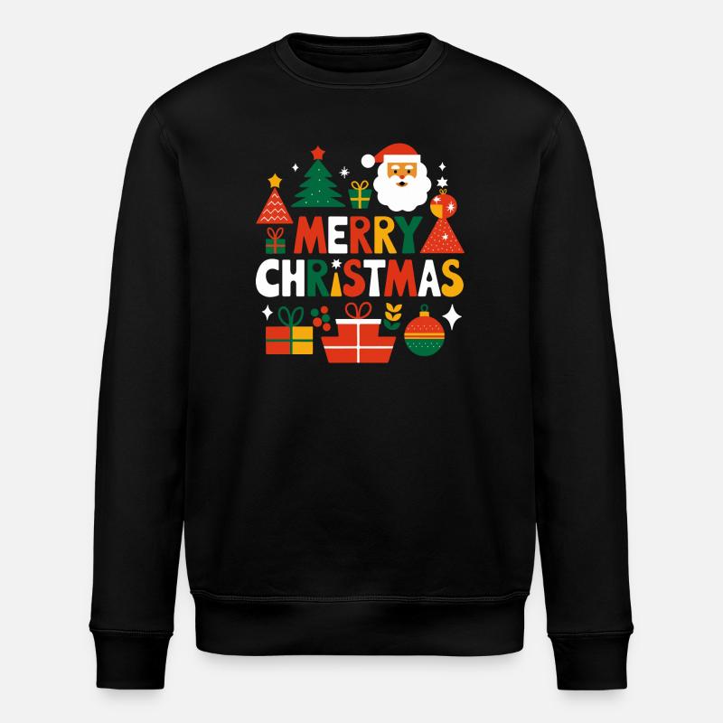 Vibrant Merry Christmas Design - Stanley/Stella ROLLER Unisex Organic Sweatshirt - black