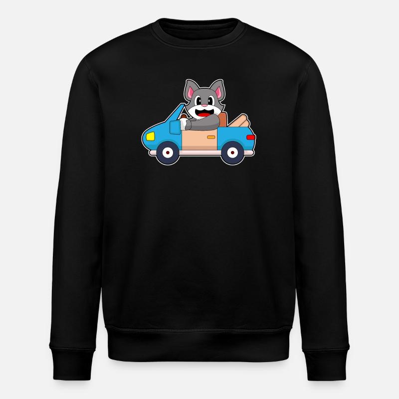 Katze Auto - Stanley/Stella Unisex Bio-Sweatshirt ROLLER - Schwarz
