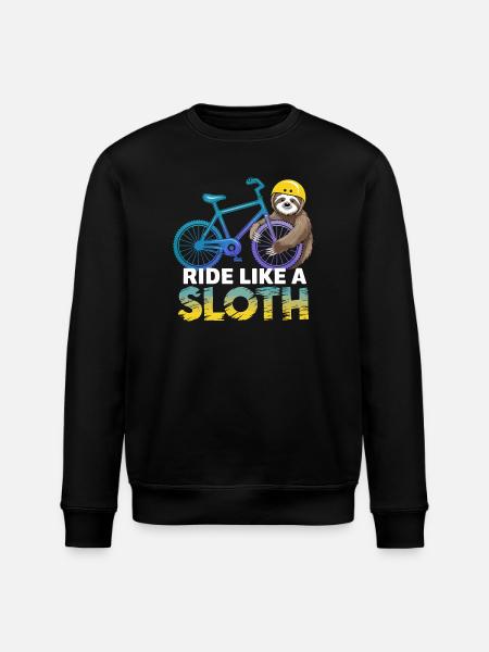 Sloth Biker with Helmet - Stanley/Stella ROLLER Unisex Organic Sweatshirt - black