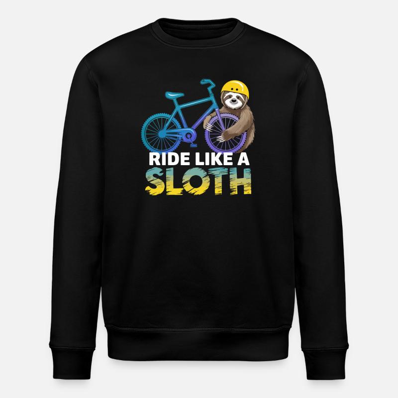 Faultier Biker mit Helm - Stanley/Stella Unisex Bio-Sweatshirt ROLLER - Schwarz